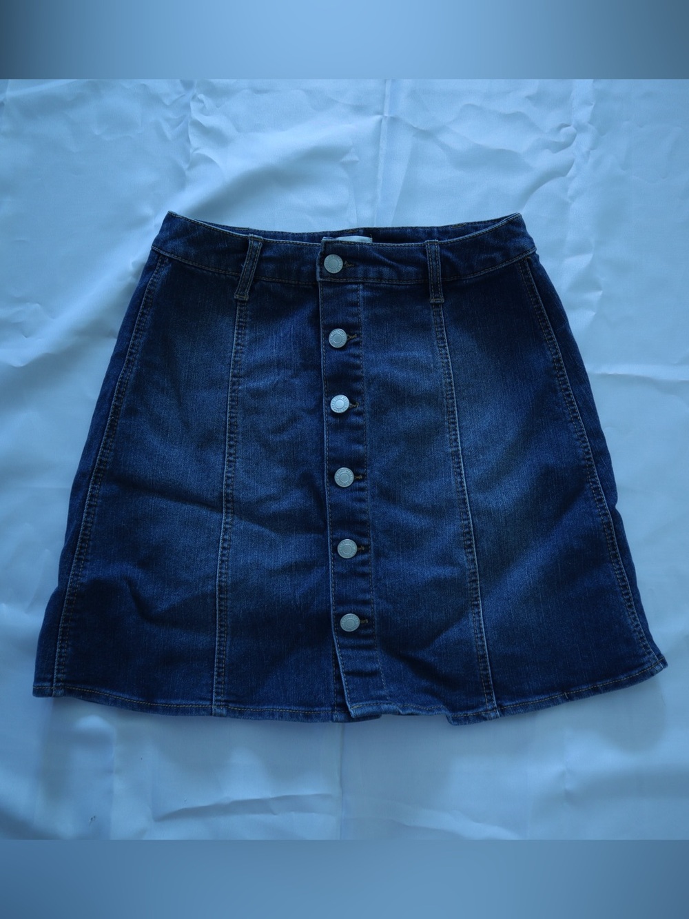 Mossimo Supply Co. Dark Blue Denim Button-Front A-Line Skirt
